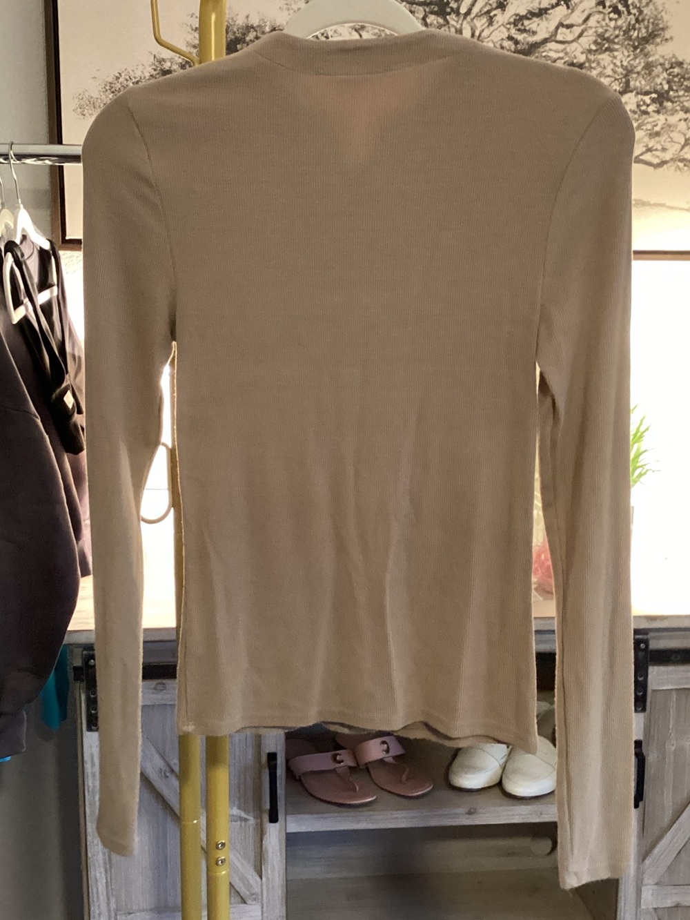 Joah Brown Taupe Long-Sleeve Zip-Front Top - Picture 4 of 4